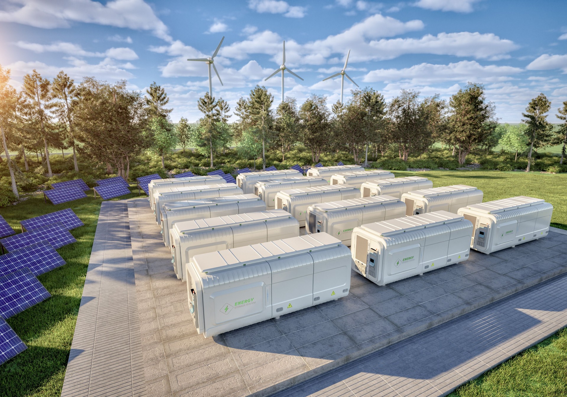Group of energy storage systems or battery container units